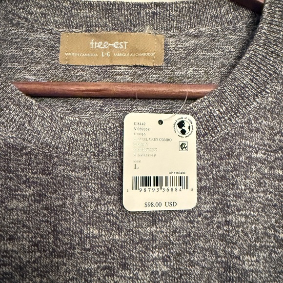 New Free People gray skirt sweater shirt set large $198 boho dress Anthropologie - Picture 9 of 12